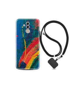 Huawei Mate 20 Lite Uyumlu Kılıf Silikon Ipli Boyun Askılı Desenli Ressam Sulu Boya 1600