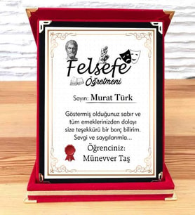 Felsefe Öğretmenine Plaket (STD)