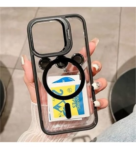 Coverzone iPhone 15 ile uyumlu Kamera Lens Hediyeli Aparatl? Stand Olabilen Magsafe ile uyumlu Adventure Kamera Korumal? K?l?f ?effaf Full Color Magnetic Wireless Telefon K?l?f Siyah