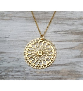 Yaşam Ağacı Şık Tasarım 24 Ayar Has Altın Kaplama Kolye (Gold)