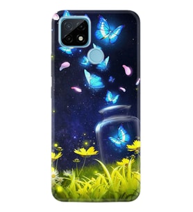 Realme C11 C21 C21Y C25Y C11 2021 Kılıf Desemli Silikon Neon Butterflys 1309