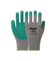 BEYBİ PL-17 10 Beden Gri-Yeşil 12li Paket Legend Polyester Örme Lateks Eldiven