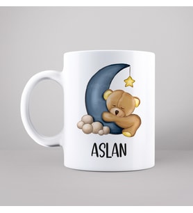 Ay Dedeli Ayıcık Tasarımlı Kupa Kişiye Özel