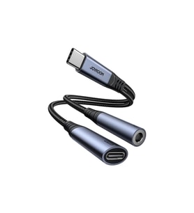 Joyroom Audio Adaptör 2İN1 (Type-C to 3.5mm+Type-C)-Siyah