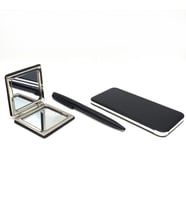 Hediyelik Set 5000 mAh Powerbank, Metal Tükenmez Kalem, Derili Ayna (Siyah)
