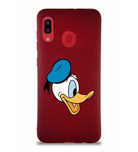 Samsung Galaxy A30 Soft Premier Kapak Donald Duck-F Tasarımlı Silikon Kılıf - Mürdüm (Şeffaf)