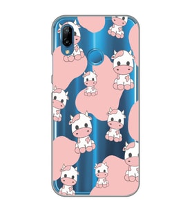 Huawei P20 Lite Uyumlu İnek Desenli Şeffaf Telefon Kılıfı