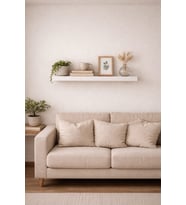 30 mm Tekli Uçan Duvar Rafı Set Gizli Raf- Beyaz - 15x50