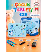 Maniner Eğitici Tablet 4GB 128GB Kılıf Hediyeli Çocuk Tableti M5 Mavi