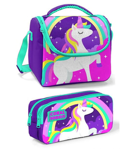 Coral High Mor Pembe Unicorn Kız Çocuk Beslenme Çantası Seti