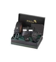 Polo Air Erkek Kol Saati Kemer Cüzdan Kartlık Çakmaklı Hediyelik Kutusunda Siyah Set PL-7027E1