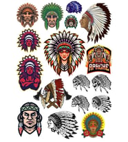 Kızıl Derili Apachi Sticker Set-4 15 Parça Telefon, Tablet, Defter, Laptop Sticker