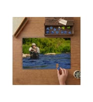 Balık Tutan Adam Tasarımı 240 parça Ahşap Puzzle Ahşap Kutuda MP00788