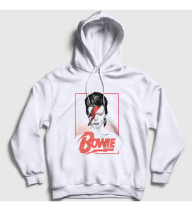 Presmono Unisex Beyaz Aladdin Sane David Bowie Kapüşonlu Sweatshirt 301747tt