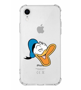 Apple iPhone XR Uyumlu Köşe Korumalı Antişok  Kapak Donald Duck Tasarımlı Şeffaf  Kılıf