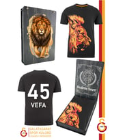 Galatasaray Orijinal Lisanslı Aslan Baskılı Kişiye Özel T-Shirt Hediyelik Ahşap Kutulu