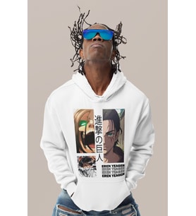 Eren Yeager Attack On Titan Baskılı Unisex Oversize Anime Karakter Hoodie
