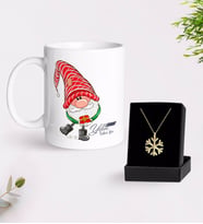 BK Gift Kişiye Özel Yılbaşı Mutlu Yıllar Tasarımlı Kupa ve Kar Tanesi Kolye-11