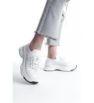 Kadın Rocco Beyaz Triko Taşlı Spor Ayakkabı & Sneaker