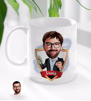 BK Gift Kişiye Özel İsimli Erkek Milyoner Karikatürlü Beyaz Kupa Bardak-1
