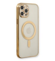 Pilelistore   iPhone 12 Pro Kılıf Magneticsafe Lazer Silikon - Gold