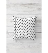 Geometrik Zigzag Çizgili Çift Tarafı Baskılı Gizli Fermuarlı Yastık Kırlent Koltuk Yastık Kılıfı (Beyaz)