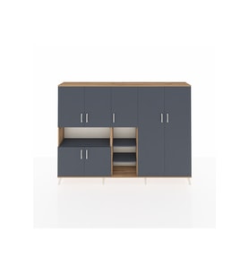 Arges Dolap 13 Raflı 7 Kapaklı 220x30x163 Çam-Antrasit