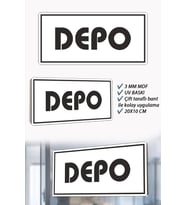 Depo Yazılı Beyaz MDF Kapı Levhası