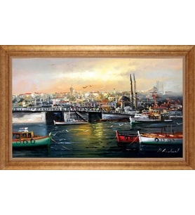Çerçeveli Paspartulu Manzara Tablo ah1875 (Gold)