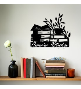 Kişiye Özel Kitaplık Temalı Kabartma İsimli Dekoratif Tablo