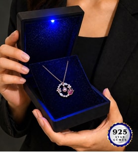 925 Ayar Gümüş Laleli Kolye 100 Dilde Seni Seviyorum Rose Kaplama Zirkon Taşlı Kadın Kolye