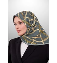 Lesscarves LS2208 Desenli Pamuk İpek Eşarp 90x90 cm