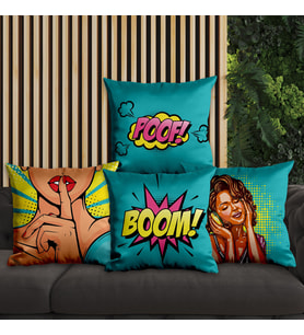 eJOYA Pop Art Tasarımlı 4'lü Yastık İçi Ve Kırlent Kılıfı 45cm 113673