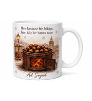 Kestaneciye Hediye Sıcak Kış Akşamları Kömür Ateşi Nostalji Baskılı Porselen Kupa Bardak