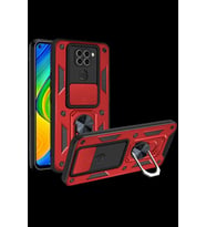 Redmi Note 9 4G Kılıf Pars Lens Yüzüklü Silikon - Kırmızı