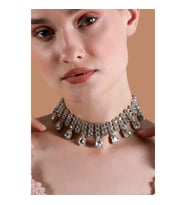 Kadın Elegante Model Kristal Zirkon Taşlı Gümüş Pırlanta Abiye Gerdanlık Düğün Söz Kına Parti Kolye