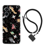 Xiaomi Redmi Note 11E Kılıf Silikon Boyun Askılı İpli Desenli Silikon Planet Animals 1771