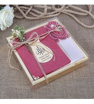 Hediyelik Şal, Yasin Kitabı, İnci Tesbihli Set-Kırmızı