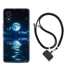 TCL 303 Kılıf Resimli Boyun Askılı İpli Desenli Silikon Night Moon 1133