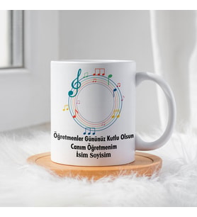 Öğretmenler Günü İçin Kişiye Özel Porselen Kupa Bardak - BY-KP-0000312 (Beyaz)