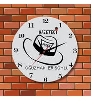 Gazetecilere Özel Tasarımlı Hediye Duvar Saati Cam Duvar Saati