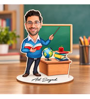 Fotoğrafa ve İsme Özel Erkek Öğretmen Karikatür Biblo