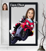Kişiye Özel 3D  Ahşap Tablo Motorcu Kadın 30x40 -5
