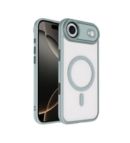 iPhone 17 Air Kılıf Wireless Şarj Özellikli Krom M-safe Silikon Kılıf (Gri)