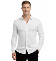 DeepSEA Beyaz Slim Fit Örme Kumaş Likralı Erkek Gömlek – Nefes Alan Esnek ve Modern Tasarım 2602604