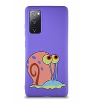 Samsung Galaxy S20 FE Soft Premier Kapak Salyangoz Gary Tasarımlı Silikon Kılıf - Mor (Şeffaf)