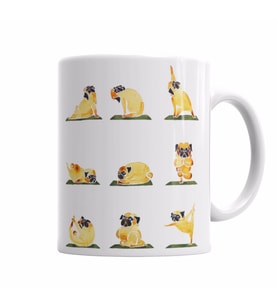 Pug Yoga Köpek Kupa Bardak Porselen