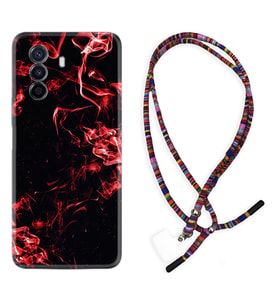 Huawei Nova Y70 Y90 Nova 9 SE  Kılıf Boyun Asklı Rasta Silikon Red Smoke 1745