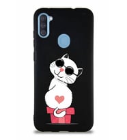 Samsung Galaxy M11 Soft Premier Kapak Coolcat Tasarımlı Silikon Kılıf - Siyah (Şeffaf)