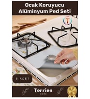 Home Serisi Gaz Ocak Uyumlu Koruyucu Alüminyum Ped Seti 5 Adet Pratik Kolay Temizlenebilir Dayanıklı